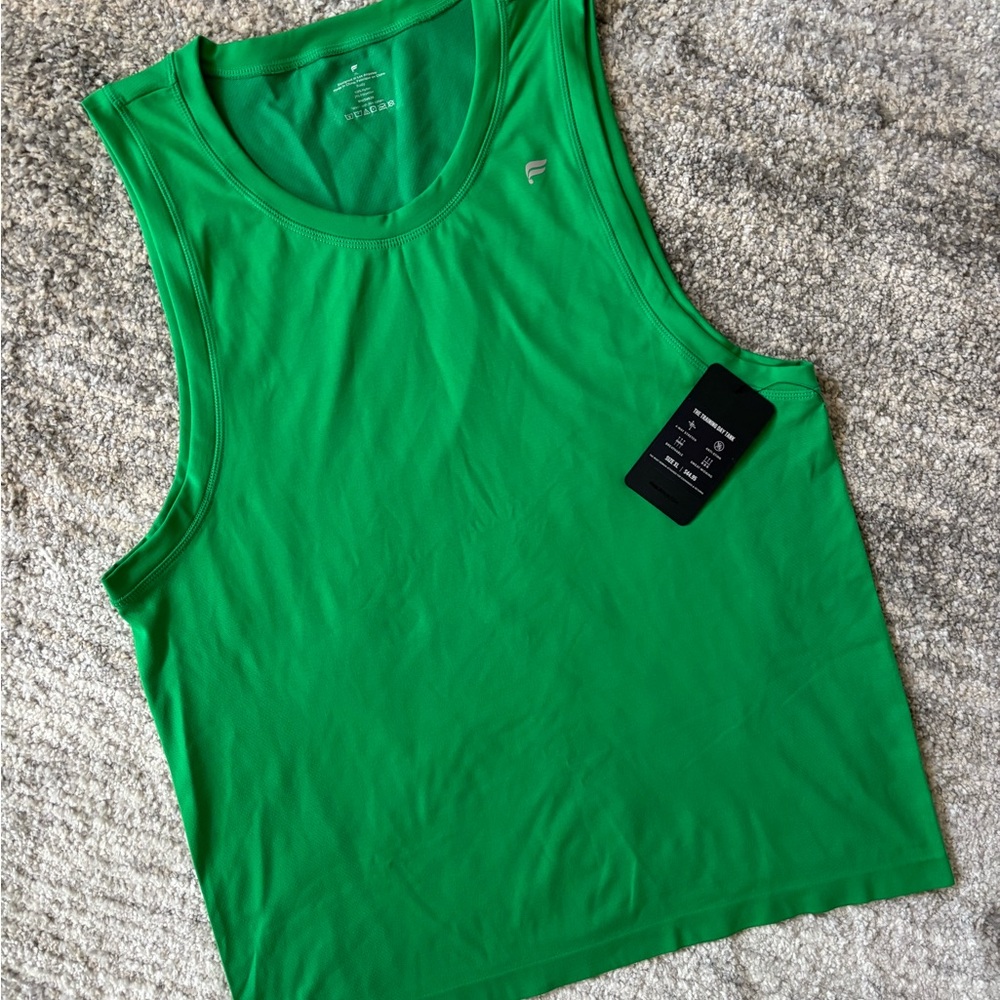 Green Sleeveless Athletic Tank Top